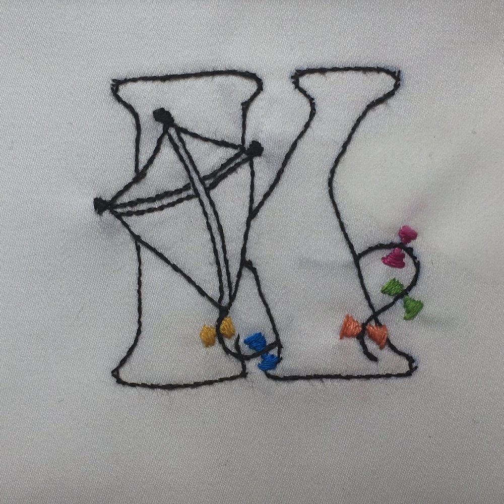 Hand Embroidered Monogram Letter “K”
